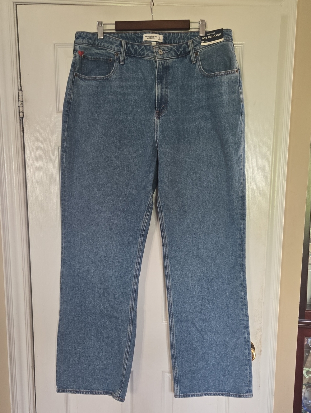 Abercrombie & Fitch High Rise Straight Leg Jeans - Light Blue